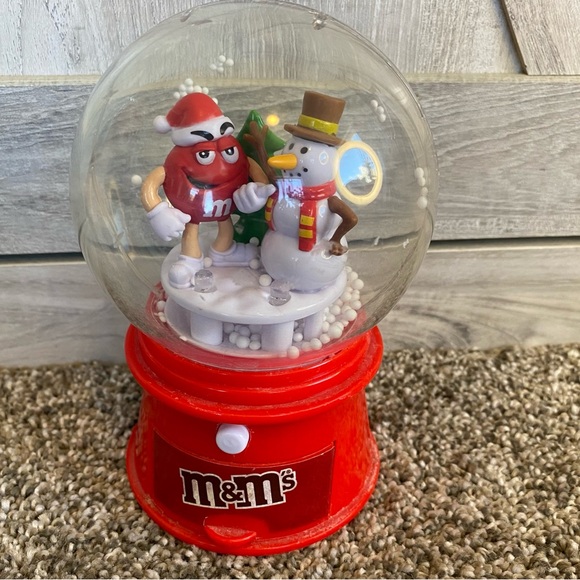 M&M's Musical Lights Snow Globe With Red Character And Frosty Snowman Waterless - Picture 6 of 13